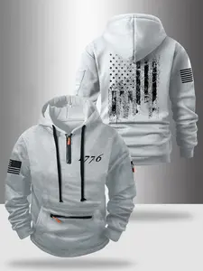 Men's Fall Winter Hooded Sweatshirt, Thick Zipper Design, Pocket, Casual Fitted Sportswear, Outdoor Leisure Wear, Casual Sporty Sweatshirt