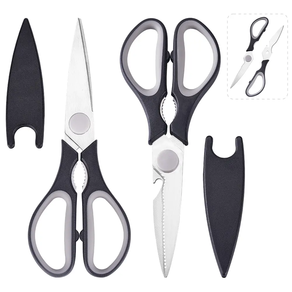 2-Pack Stainless Steel Kitchen Scissors - Multi-Purpose Shears and Detachable Kitchen Scissors for Everyday Use - Comfortable Grip, 8.72 Inches