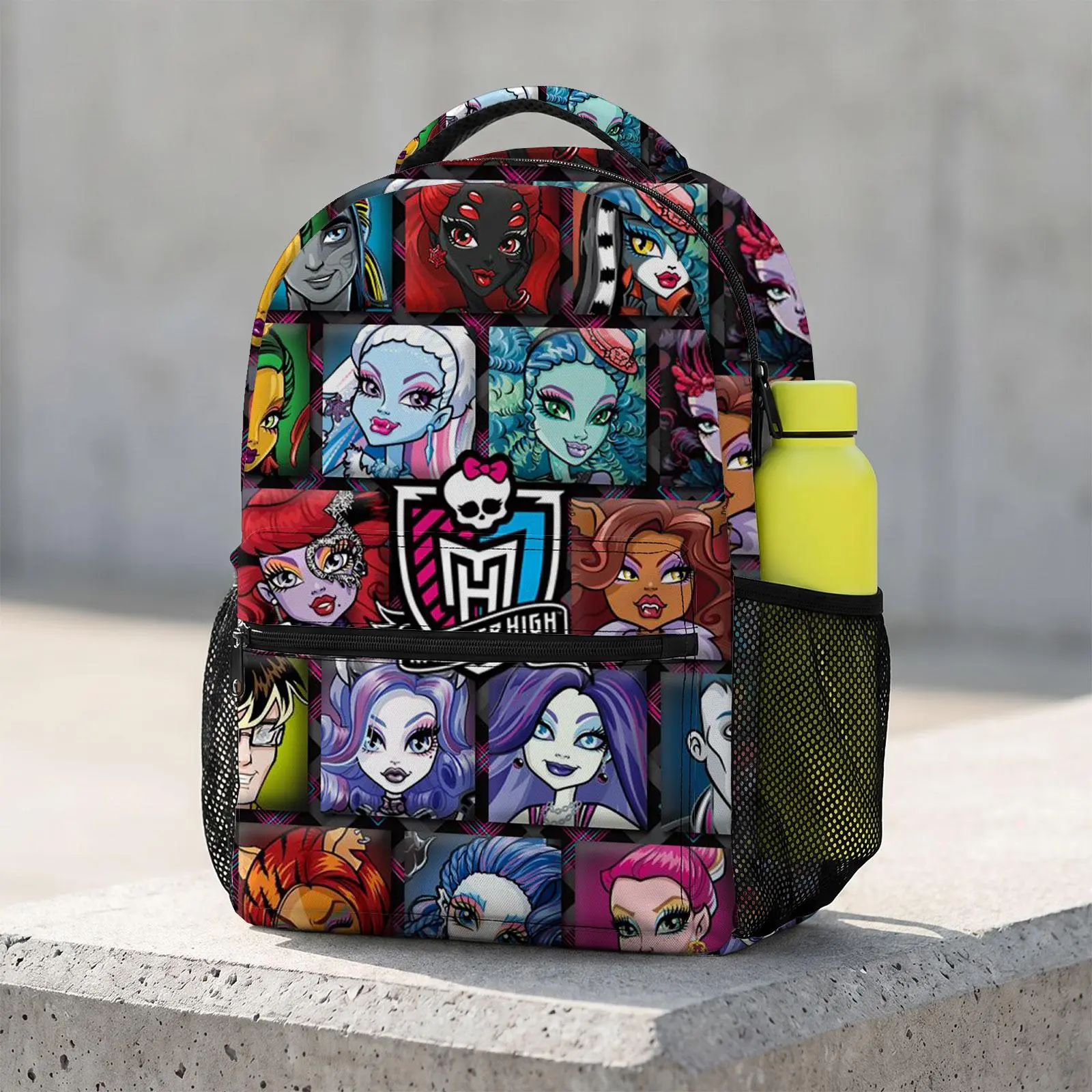Monster-High Trending Cute Cartoon Laptop Backpack | Aesthetic Print Travel Daypack | Durable Lightweight School Bookbag for Men & Women