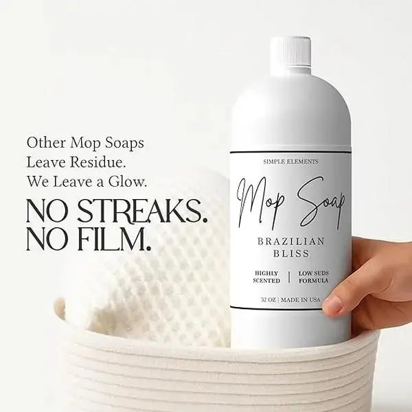 Vanilla-Scented Household Cleaning Mop Soap, 32oz Luxury Floor Cleaner for Hardwood & Tile, Low-Suds No-Residue Formula, All Mop Types, Made in USA (Brazilian Bliss Fragrance)