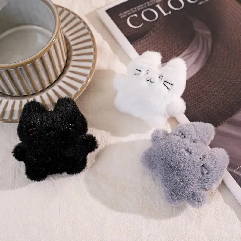 Cute Cartoon Cat Plush Doll Pendant Keychain, Fashion Accessory for Bag or Key Decoration