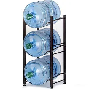 Heavy Duty 5 Gallon Water Bottle Holder Stand - 3-Tier Detachable Stainless Steel Water Jug Rack for Home, Office & Kitchen - Large Capacity Dispenser Storage Organizer (Fits 3-5 Gal Jugs)