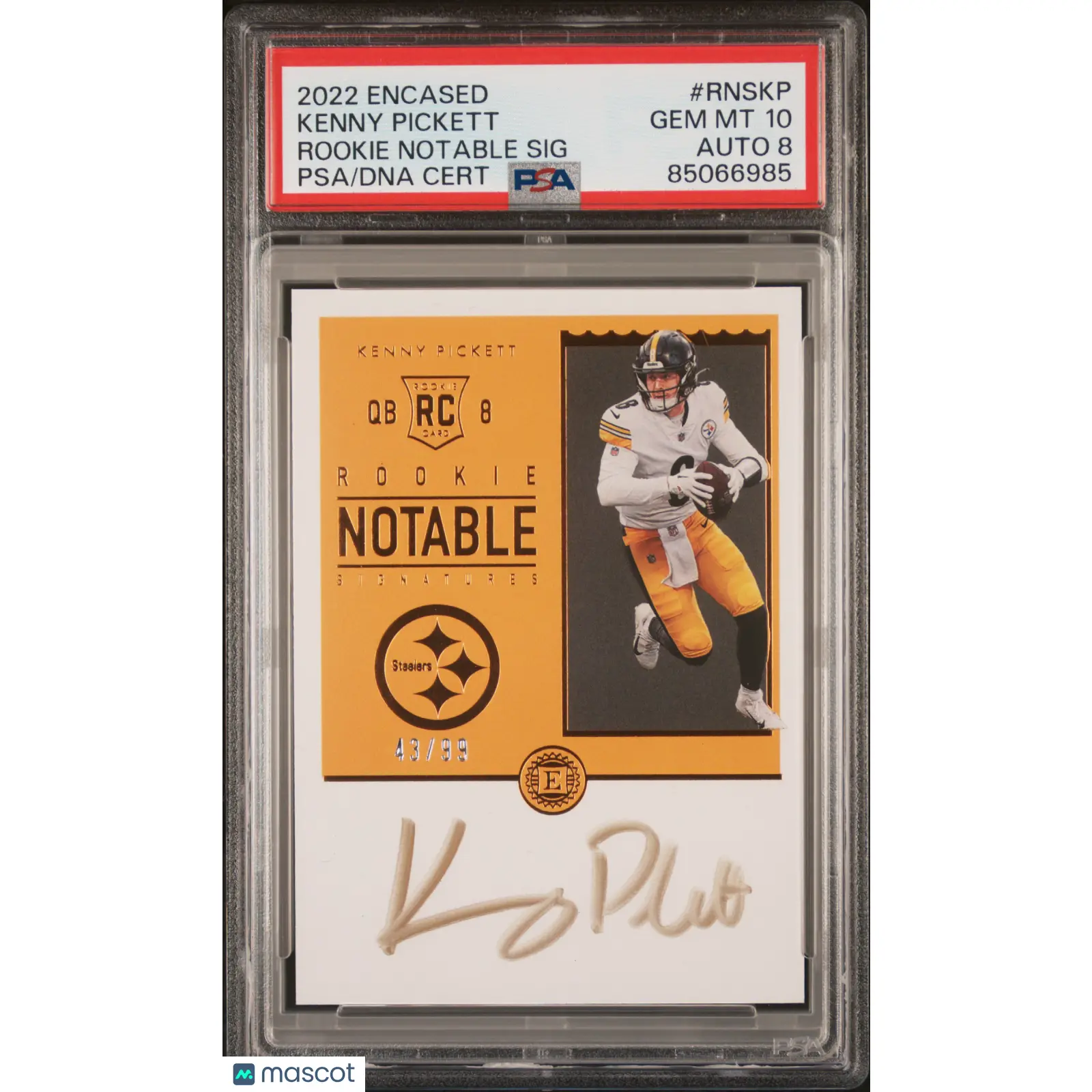 2022 Panini Encased Rookie Notable Signatures Kenny Pickett PSA 10 POP 1 GEM