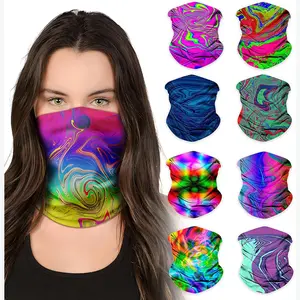 9 Pack Psychedelic Neck Gaiters Bandanas Face Covers for Men Women and Teens UV Sun Protection Neck Warmers Cool Design Motorcycle Balaclava Mask