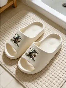 1 Pair Book Dragon Print Cloud Sandals, Fantasy Literature Style, Casual Home Slippers, Eva Material, Medium Width, All Seasons