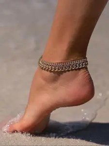 Chunky Cuban Link Chain Boho Anklet for Women Waterproof Adjustable Length 8.5+2 Inch Fashion Chic Accessories Boho Style Jewelry Trendy Layered Anklet Set Jewelry Gift