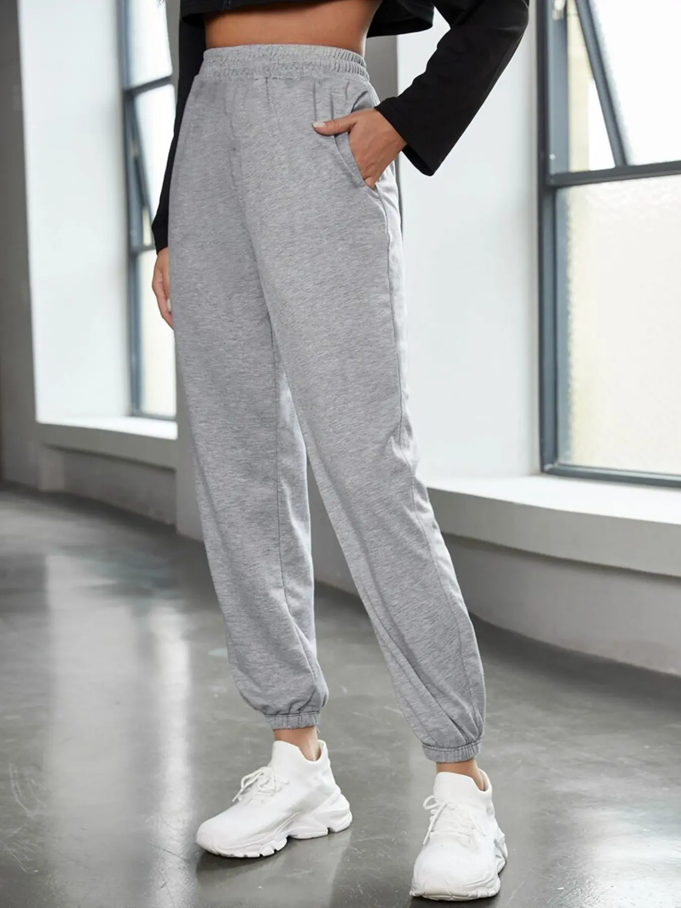 High-Waisted Drawstring Sweatpants for Women, Loose Fit Slimming Long Pants, Comfortable Skin-Friendly Fabric, Versatile Casual Sportswear