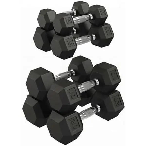 25LB Pair Hex Dumbbells - PVC Coated Cast Iron Weights, Anti-Roll, Non-Slip Functional Training Fitness Equipment for Home Gym Weight Training, Weight Training Equipment
