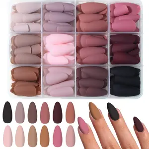 288pcs Almond Fake Nails Set, Matte Finish, Removable Press-On Nails, Acrylic Material, Y2K Style, Suitable for Women & Girls Daily Wear