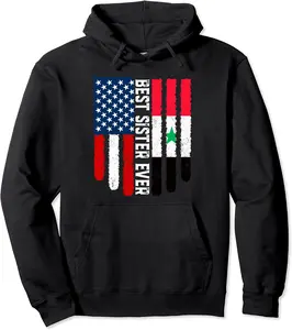 American Flag Syria Flag Best Sister Ever Family Pullover Hoodie - Parkerrhode Shop 84B09Z9GD1S4