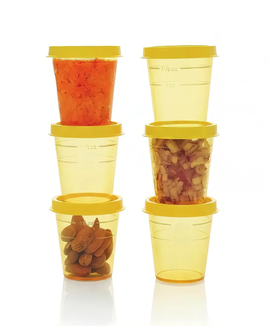 Tupper Minis Airtight Leak-Proof Transparent Canister Set, 2oz Containers with Seals (Set of 6) for Halloween Kitchen Preserving, Cylindrical, Stackable