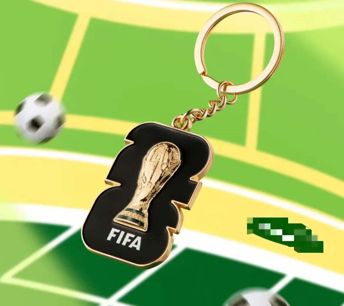 FIFA Keychain for Soccer Fans, 2026 World Cup Gold Metal Trophy, Collector's Edition Auspicious Commemorative Charm for Daily Casual Use