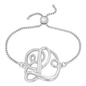 Stately Steel Stainless Steel Initial Chain Adjustable Bracelet