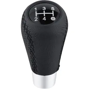 5 Speed Black Shift Knob Car Shifter Stick Handle Leather Gear Lever Replacement Fit Most Manual Cars
