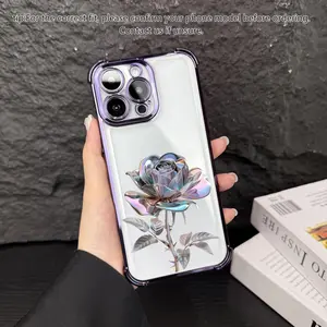 Women's Exquisite Purple Rose TPU Smartphone Case - Anti-Drop Airbag Shock Protection, Skin-Friendly Casing, Shockproof Cover for iPhone 17 Pro Max/16 Pro Max/15 Pro/14/13/12/11 & Galaxy S25/S24/S23 Series Devices, Handheld Accessory A107