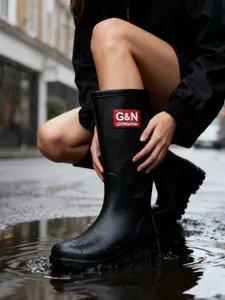 Women's Fashion Rain Boots High-Top Waterproof Non-Slip Outdoor Adventure Fishing Mud Resistant Water Shoes