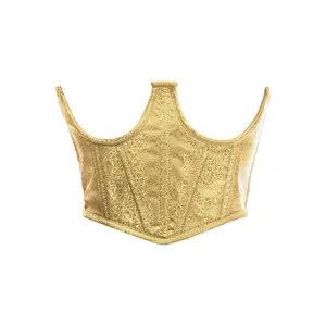 Lavish Gold Brocade Open Cup Waist Cincher