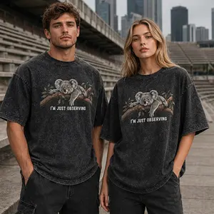 I'm Just Observing Koala Vintage Washed Oversized T-Shirt - Funny Animal Nature Streetwear #Koala #Observing