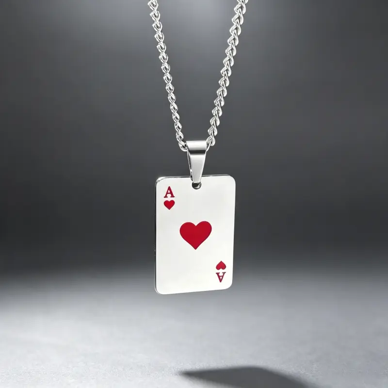 Ace of Spades & Hearts Necklace Set for Couples - Stylish Chain Pendants - Perfect Gift for Him & Her - Unique Fashion Accessory