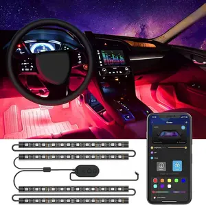 Govee Car LED Lights, Smart Car Interior Lights with App Control, RGB Lights with DIY Mode and Music Mode, 2 Lines Design LED Lights for Cars with Car Charger, 12V