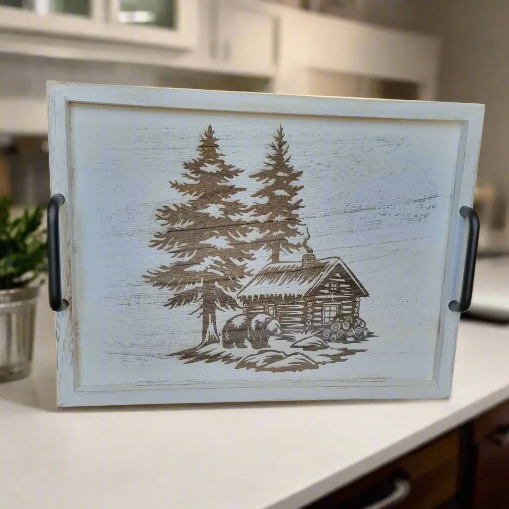 Custom Engraved Serving Tray  with Handles 15.75in x 11.81in