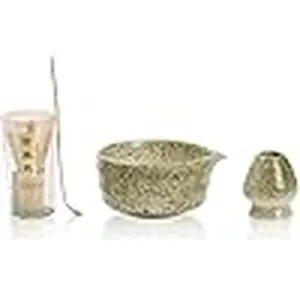 Matcha Tea Set with Green Ceramic Bowl, Fine Mesh Strainer and Bamboo Scoop, Japanese Style Matcha Accessories for Home Tea Ceremony