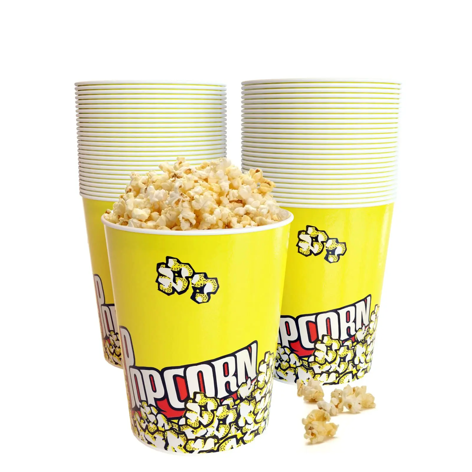 32 Oz Popcorn Buckets 50 Pack Retro Style Disposable Box Grease Resistant Small Holer For Home Movie Night Birthday Christmas Concession Stands Bars