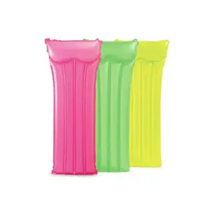 Intex Neon Frost Air Mat – Inflatable Pool Float Lounge, 72" x 30", Built-In Pillow, 2 Air Chambers, Durable Vinyl, Colors May Vary