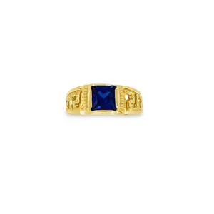 14k Square Blue Stone Pinky Ring