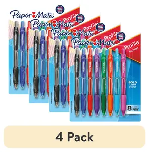 (4 pack) Paper Mate Profile Ballpoint Pen, Retractable, Bold 1.4 mm, Assorted Ink and Barrel Colors, 8/Pack