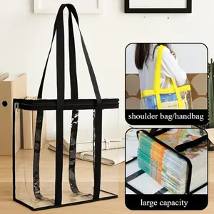 PVC Handbag Set for Clothes Shirts Towels Bedding, Transparent Waterproof Moisture-Proof Material, Shoulder Bag for Files Books Discs