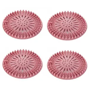 4Counts Durable Bathroom Hair Filter Mesh, Bathtub Anti-Clog Silicone Plug, Kitchen Sink Drain Cover, Easy Clean Ventilation Device