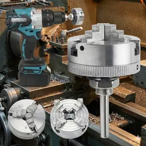 Industrial Heavy-Duty Self-Centering Drill Chuck Set, 3-Jaw & 4-Jaw Dual Mode Precision Lathe Adapter, High-Accuracy Metal Drill Tool Fixture, Durable Slip-Resistant Chuck for Professional Metalworking