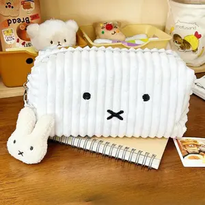 Miffy Kawaii Corduroy Makeup Bag Stationery Pencil Case Large Capacity Storage Bag for Miscellaneous Items Cute Gift Toy