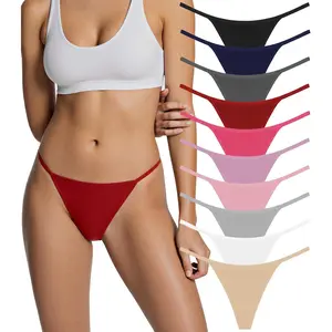 Cotton G-String Thongs for Women 10 Pack Seamless Sexy Underwear Low Rise Panties Stretch T-Back Ladies Panties