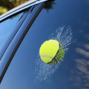 1pc Tennis Ball Broken Window Prank Sticker, Realistic Fake Cracked Glass Car Window Decal, Durable Vinyl Material Tennis Ball Window Prank, Easy to Apply & Remove – Ideal for Car, Truck & SUV Decor & Lighthearted Pranks