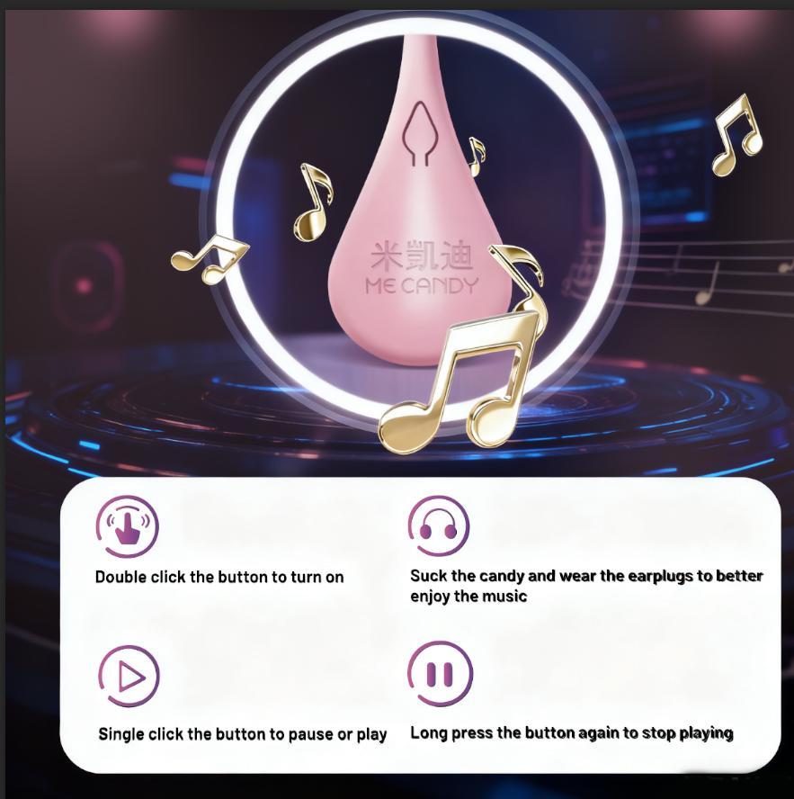 Candy Master MeCandy 4D Music Lollipop -  4D Bear/Strawberry/Dinosaur/Heart Shapes | Valentine's Day Gift| Bone Conduction Tech, Sugarfree Fruity Flavor, Halal Certified