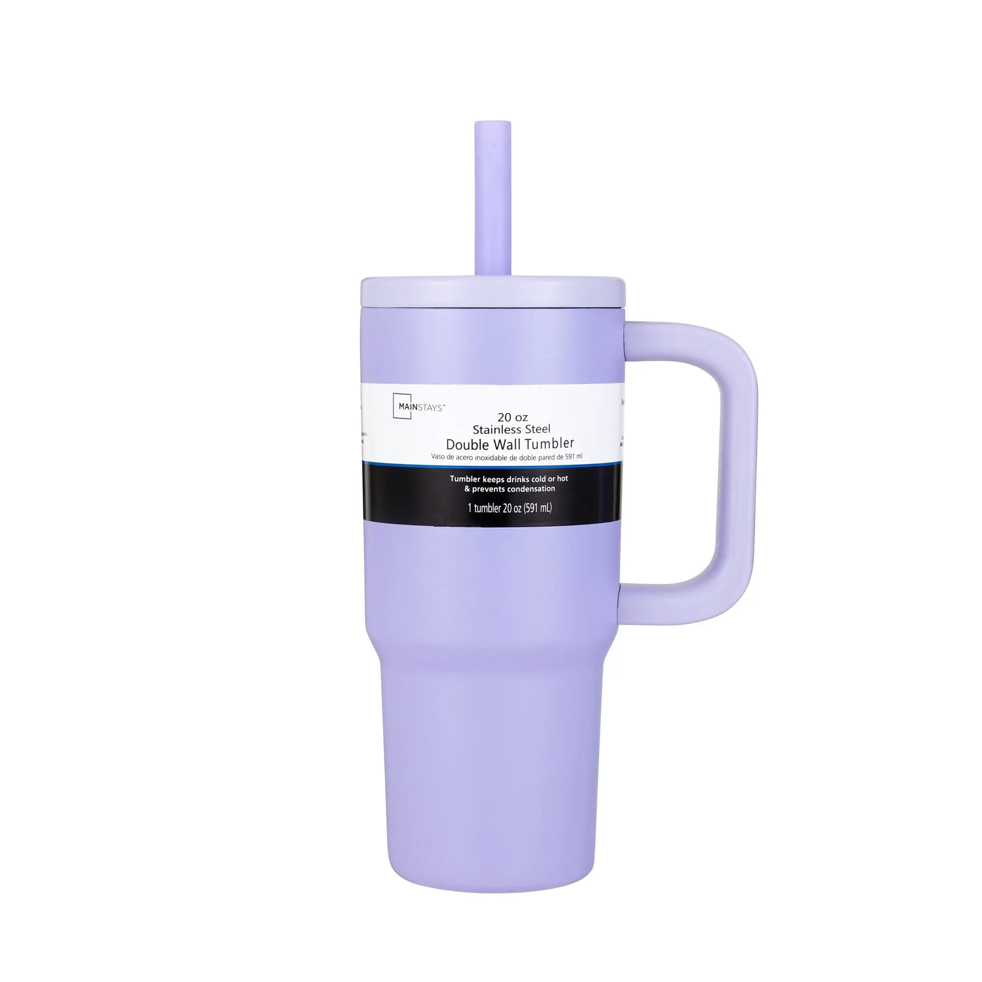 20 oz Double Wall Stainless Steel Vacuum Tumbler - Portable Stylish Bottled Drinkware with Straw Lid, Insulation, Preservation, Purple Kitchenware
