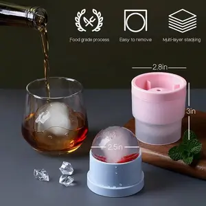 Stackable Circular Ice Hockey Mold-Whiskey Ice Mold, Round Ice Cube Molds, Large Ice Balls Maker with Lid, Easy-release Ice Ball Maker Molds for Cocktails, Drink, Tea, Coffee, Whiskey