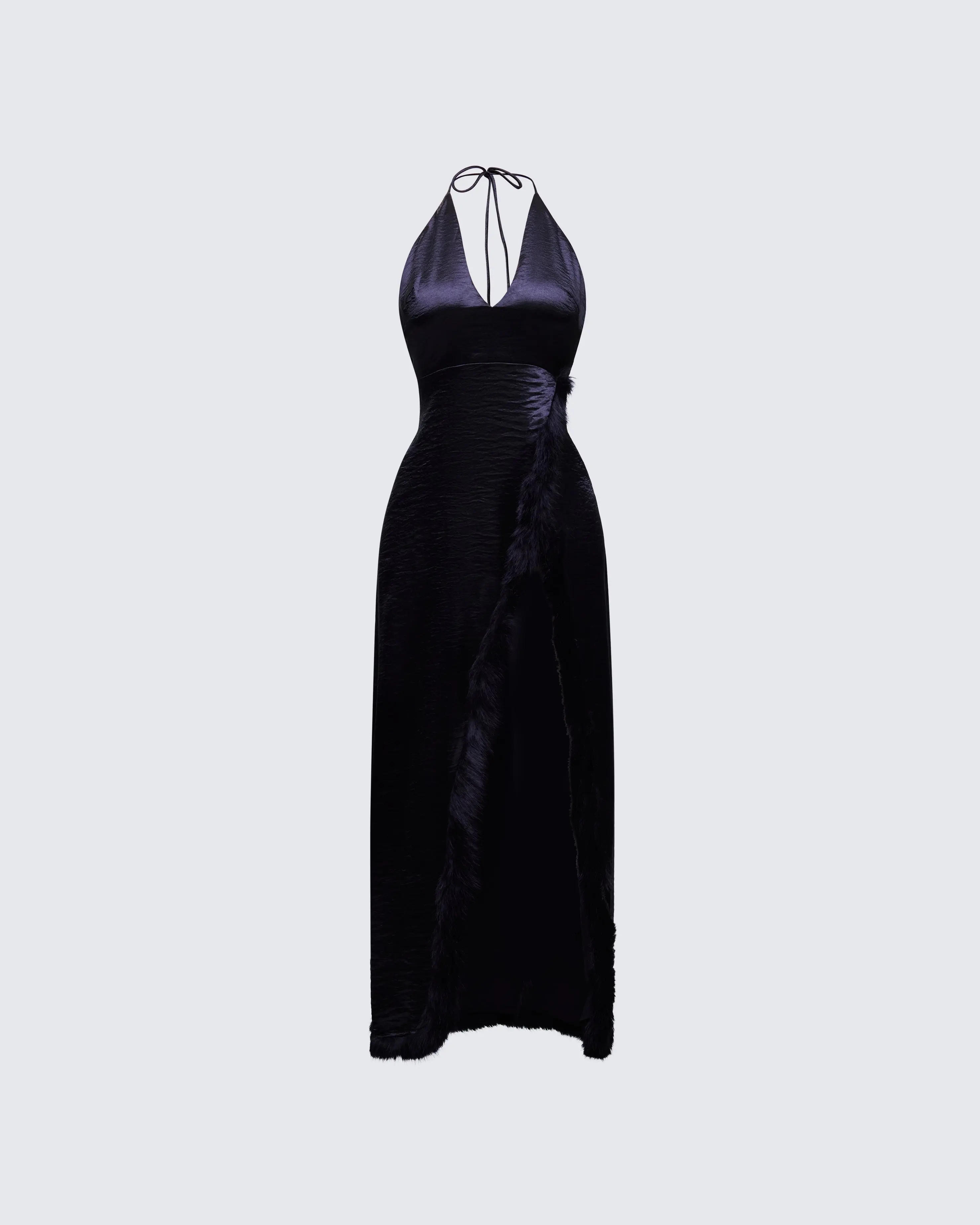Lady's Ursula Black Halter Wrap Maxi Dress, Polyester Formal Wear, Fit for Formal Occasions