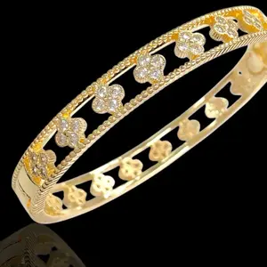 Gold filled Mini floral blossom Zirconia bangle