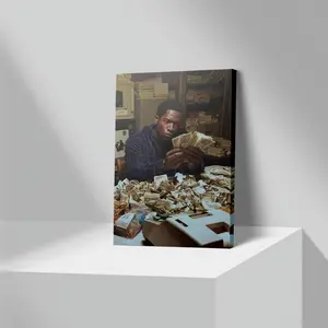 One Piece, Framed, Anklin Saint Snowfall Money-Themed Canvas Wall Art. Ideal for Decorating Living Rooms And Bedrooms