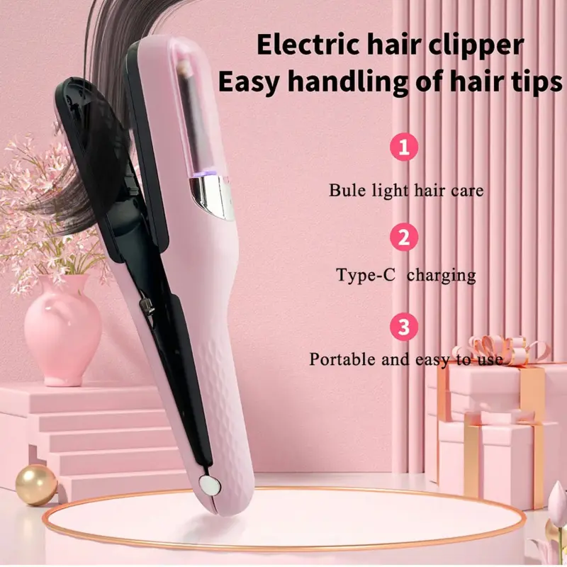 2026 Newest Model, Wireless Split-End Trimmer, Self-Charging 2-in-1 Hair End Repairer, suitable for dry, damaged and brittle straight hair, styling tool for home and travel, hair styling tool, Hair Care Tool