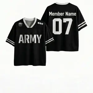 Bangtan Custom Member Name and Number Football Jersey, Army Airiang World Tour Vintage Black ARMY Custom Jersey with Member Name & Number Back, Best Gift for K-pop Fans