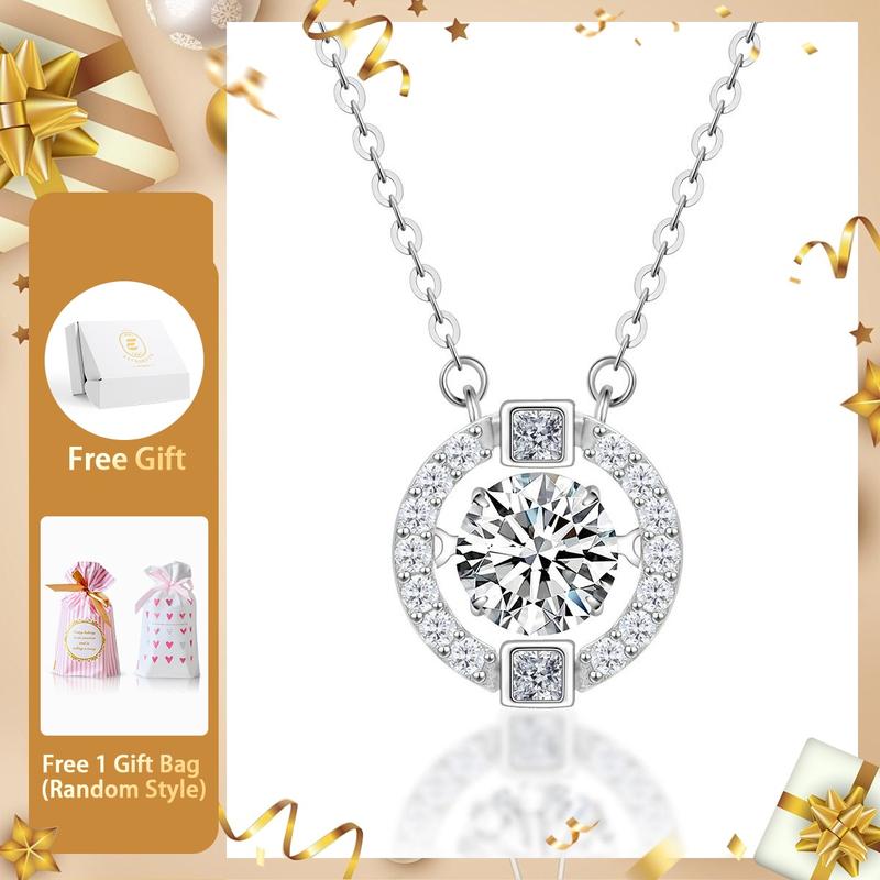 Moissanite 1ct Flickering Halo Pendant Necklace Round Moissanite Copper Necklace Chain Jewelry Perfect Birthday Engagement Wedding Anniversary Gift Christmas Thanksgiving Valentine's Day Mother's Day Gifts