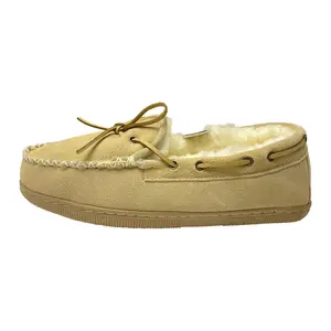 LU Classic Shearling Men's Moccasins - Men's Sheepskin Loafers Indoor Outdoor Slippers