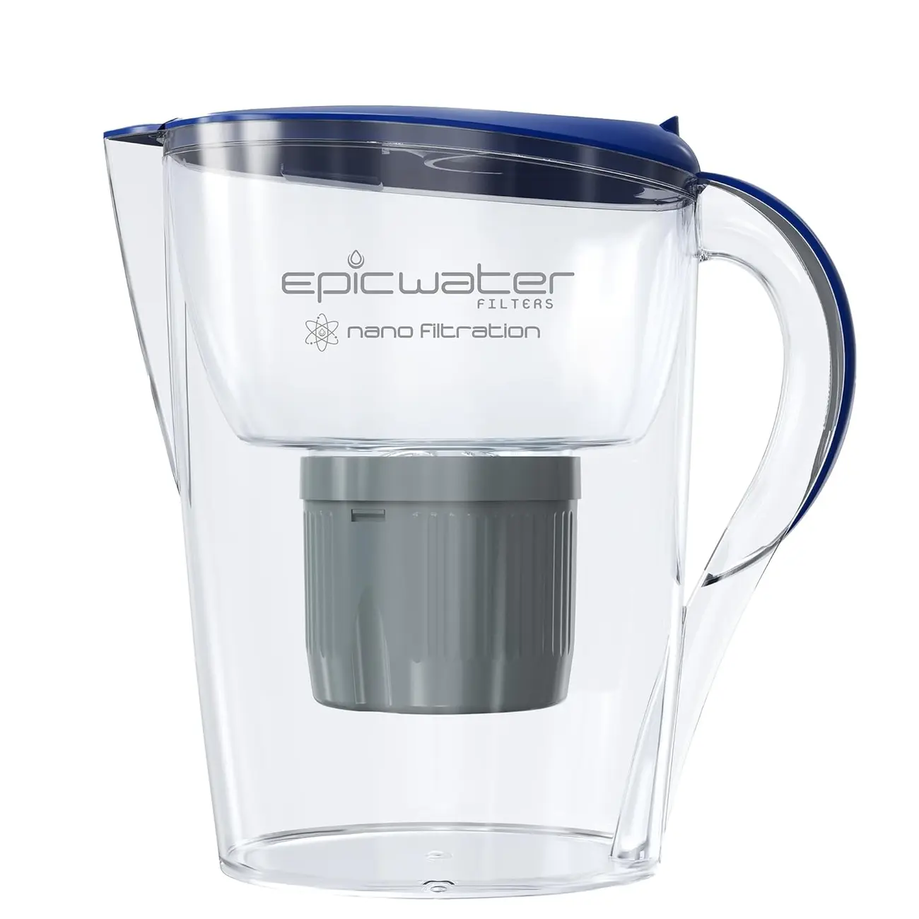 Epic Water Filters Pitcher: 10 Cup, 150 Gallon Filter, Gravity, Removes Viruses, Bacteria, Chlorine (Navy Blue)