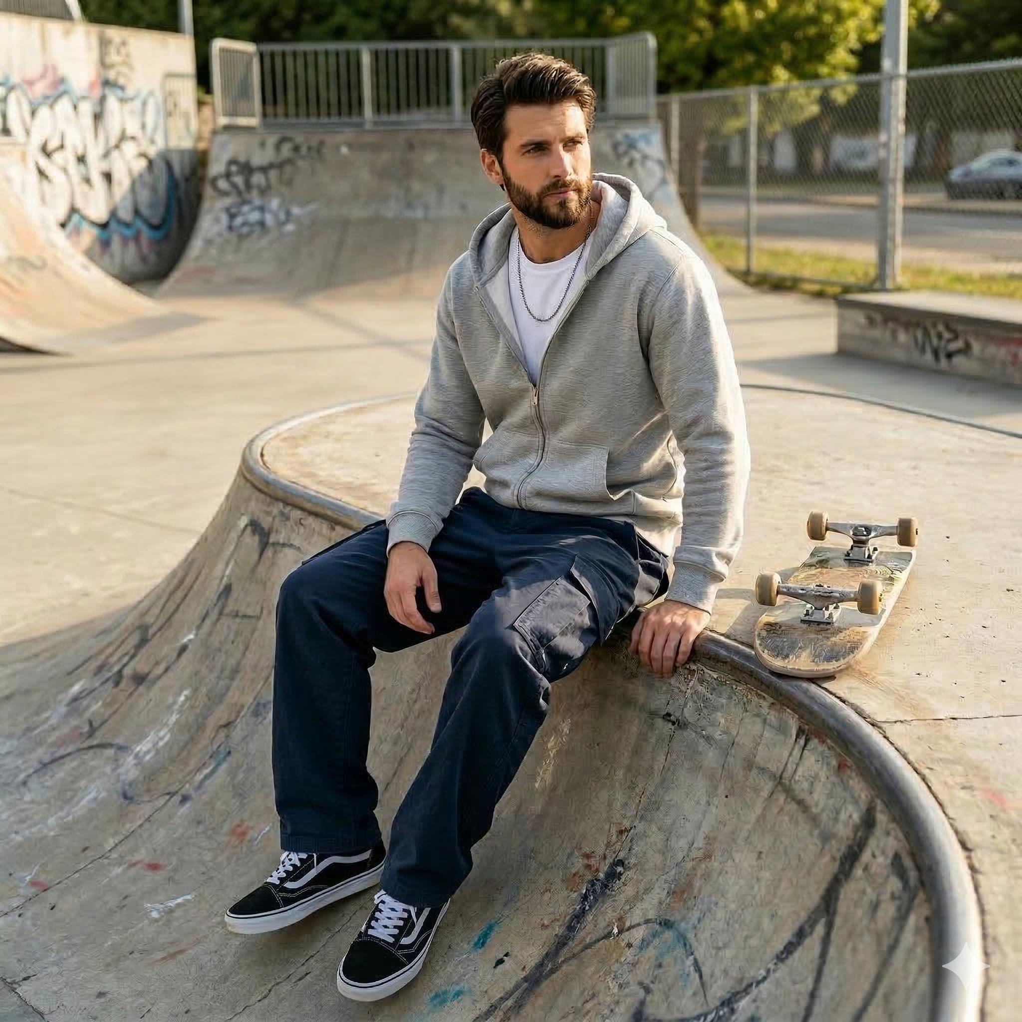 DGLink Men's Zipper Hoodie Classic Style Double-Layer Knit Long Sleeves Dropped Shoulder Design Fashionable Retro Streetwear Comfortable Cotton Blend Casual Sportswear Faith Symbol Top Pullover Style Streetwear Sweatshirts