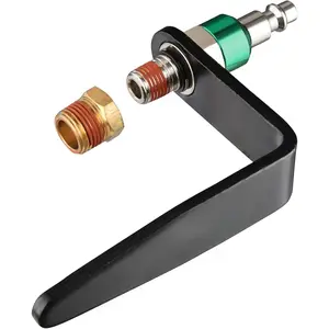 1/ 4inch NPT interface and 360-degree rotating pneumatic tool hook°   Rotating L-Shaped Pneumatic Nail Gun Hook Lightweight Quick Installation Convenient Suitable for Pneumatic Blow Guns and Pneumatic Nail Guns Equipped with Brass Connector
