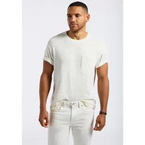 Kander Men's Slub Knit Crew Neck Pocket T-Shirt, Milk - BM24606